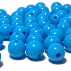 8mm Smooth Round Acrylic Beads in sky blue 50 pcs