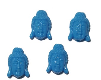 Resin Buddha Head spiritual beads Light Blue 12x18mm