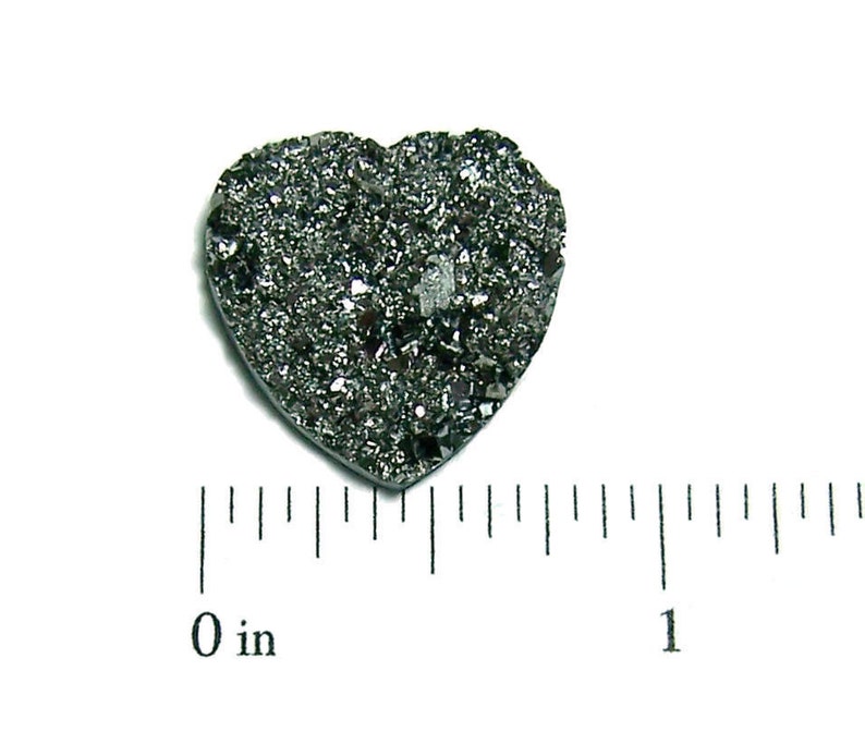 20mm Heart shaped Faux Druzy Hematite color Nugget Cabochons 2pcs image 3