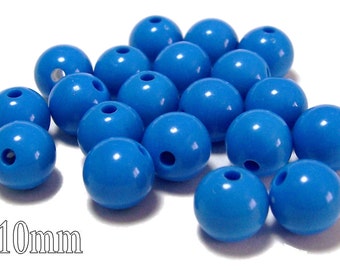 10mm Opaque acrylic plastic beads in Azure 20 beads