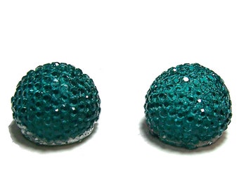 14mm flatback ball cabochon resin rhinestone half bead in Teal 2pcs