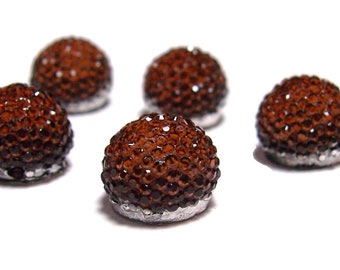 13mm flatback ball cabochon resin rhinestone half bead in Brown topaz