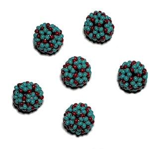 12mm Beaded Beads Turquoise and Red color handmade beads