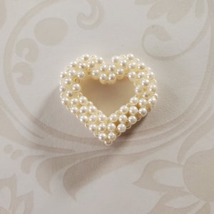 Beaded Cream Pearl Heart handmade Valentines heart 26mm