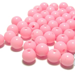 8mm Smooth Round Acrylic Beads in light pink