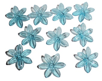 Acrylic Flowers 34mm Transparent Blue 10pcs Flower beads