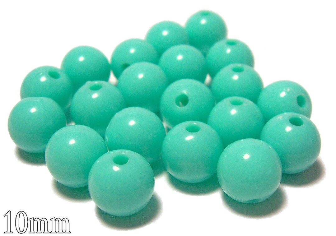 10mm Opaque Acrylic Plastic Beads in Mint Green Tiffany Color 20 Beads Etsy