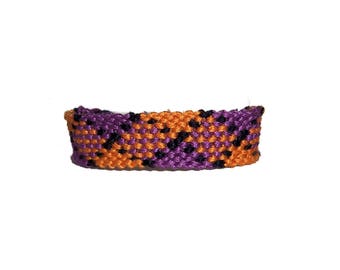 Child Size Handwoven Friendship Bracelet Plaid design Halloween