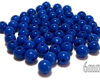 6mm Smooth Round Acrylic Beads in Dark blue 100 or 500 pcs