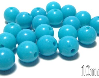 10mm Opaque acrylic plastic beads in Light Turquoise 20 beads