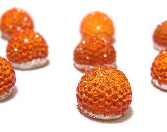 10mm flatback ball cabochon resin rhinestone half bead in Orange