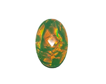 30x20mm Oval Resin faceted Green opal cabochon 1 piece