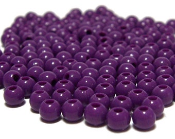 4mm Smooth Round Acrylic Beads in Violet 200 beads