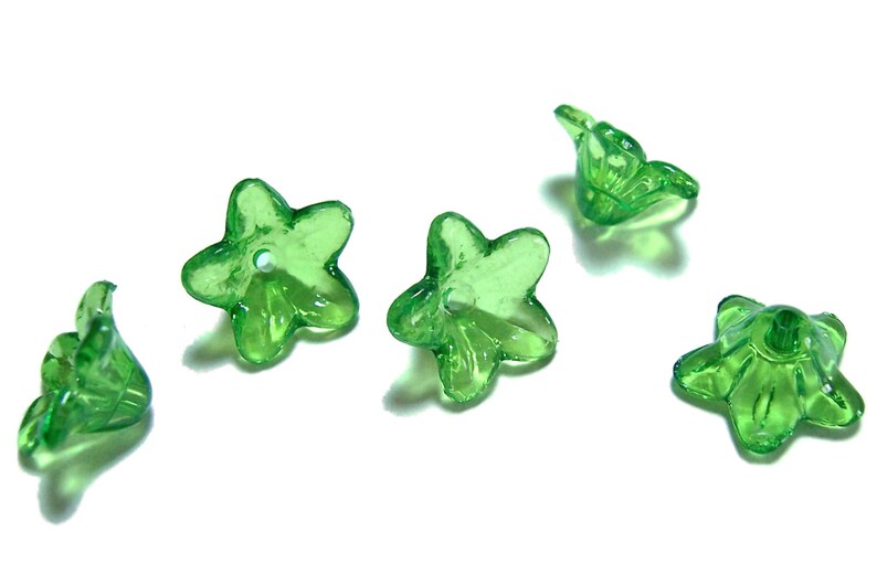 14mm Acrylic flower beads in Green 50pcs image 2