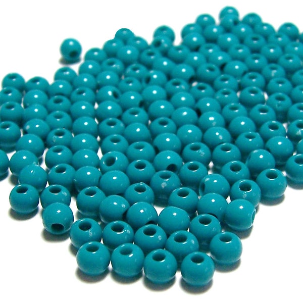 4mm Smooth Round Acrylic Beads in Teal 200 pcs