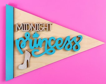 Midnight Princess Pennant Flag Sign Laser File, SVG, DXF, DIY Paint Party Sign, Glowforge File //// Digital File Only