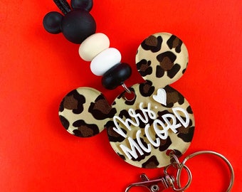 Personalized Leopard Mouse Lanyard