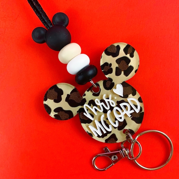 Personalized Leopard Mouse Lanyard