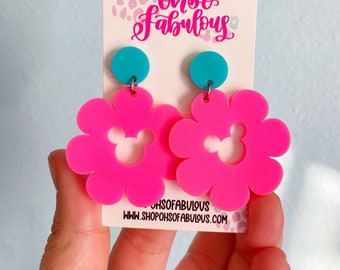 Flower Mouse Dangle Earrings Laser File, SVG, Glowforge File //// Digital File Only