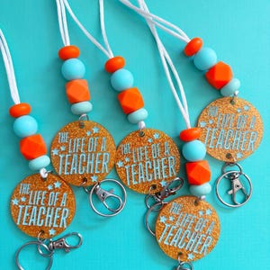 Life of a Teacher Lanyard // LIGHT Orange // Teacher Gift