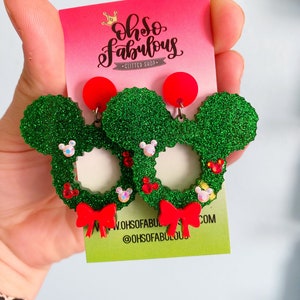 マウスリースダングルイヤリングクリスマスレーザーファイルSVG DXF Glowforgeファイル（デジタルファイルのみ）