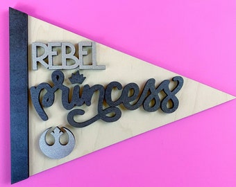 Rebel Princess Pennant Flag Sign Laser File, SVG, DXF, DIY Paint Party Sign, Glowforge File //// Digital File Only