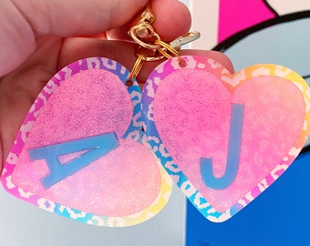 DIGITAL FILE Keychain/Bag Charm Heart Initials Laser File, SVG Glowforge File //// Digital File Only