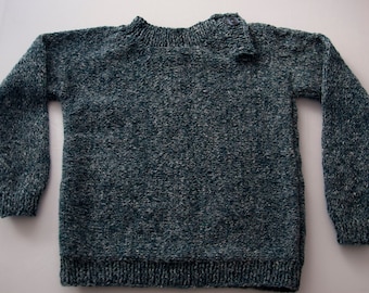 Handknitted Boys Jumper with Placket for 2 Year Old.