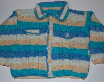 Handknitted Boys Cardigan in Cabled Design to fit 4-5 Year Old.