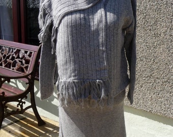 Knitted Suit, Comprising of Skirt, Jacket and Scarf all matching