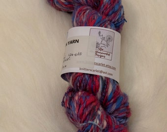 Merino/Nylon Handspun Yarn in Shades of Blue, White and Red 90g/126yds