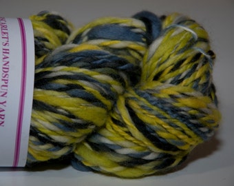 Merino Handspun Yarn in Shades of Yellow, Grey and Black 95g/134yds