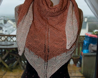 Handknitted Shawl/Shawlette in Shades of Green