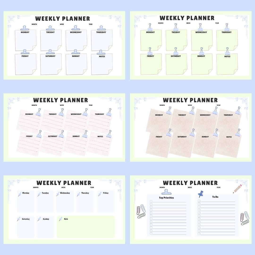 Weekly Planner Bundle Editable Template (32 Pages) - Etsy