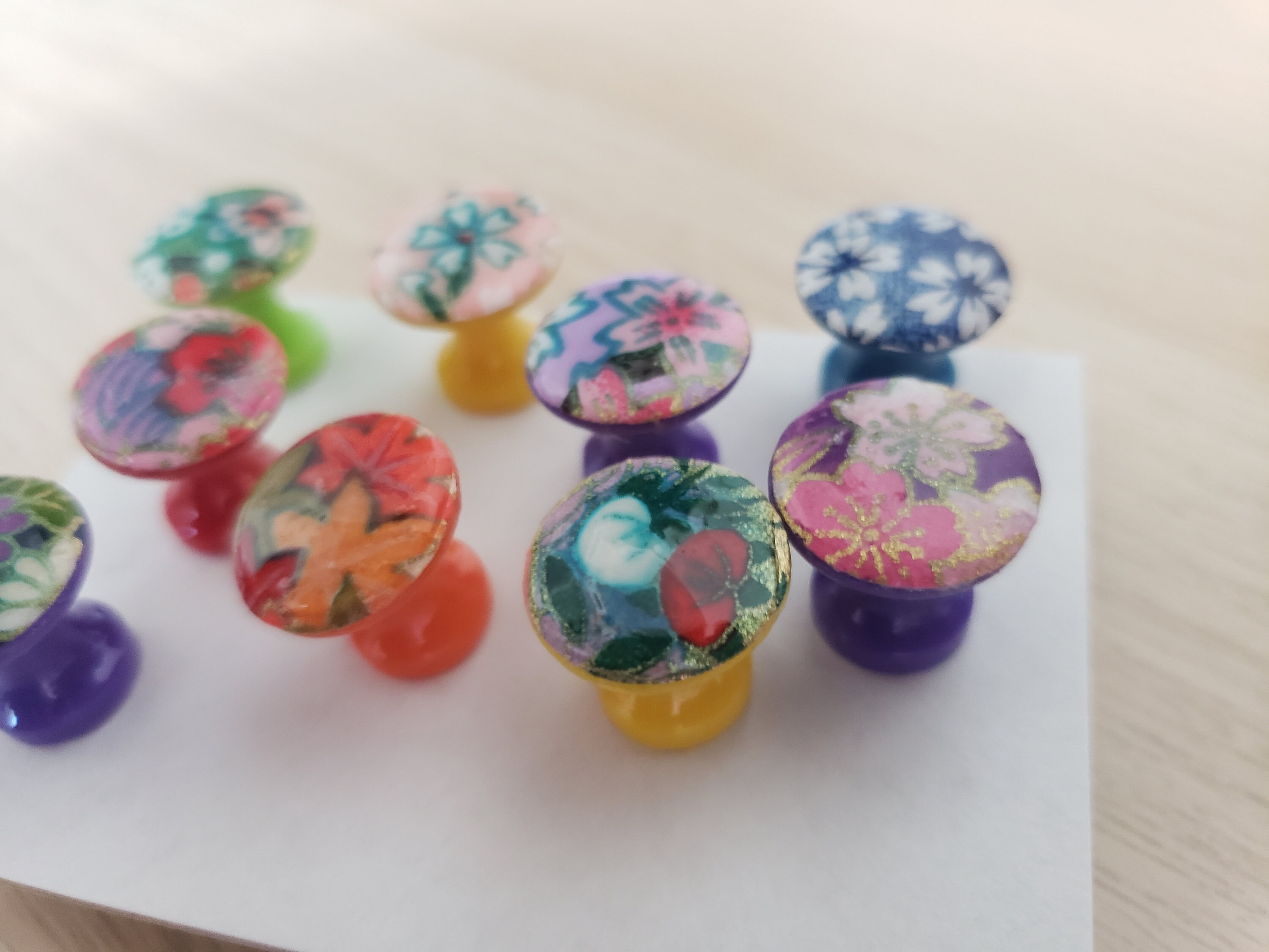 Decorative Push Pins Large Floral Push Pins Washi Paper Etsy
