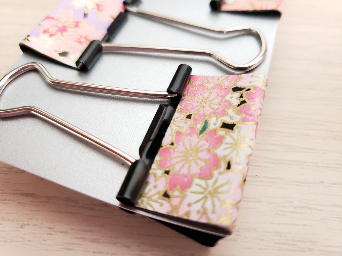 Fancy Japanese Washi Paper Medium Binder Clips Cute Binder Etsy
