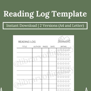 Registro de lectura imprimible, Seguimiento de lectura, Libros para leer, Libros que he leído, Registro de libros, A4//Carta, Descarga instantánea en PDF