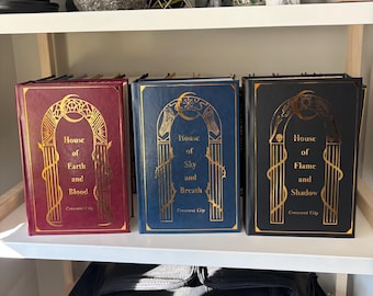 Crescent City Series Cover Designs, PNG Bookbinding Designs, House of Earth and Blood, House of Sky and Breath, House of Flame and Shadow