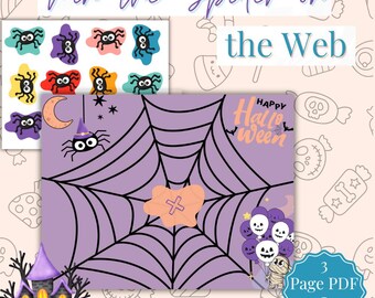 Pin the spider on the web, Halloween game, Spooky Birthday Game Costume Party Class Kids Instant Download Printable