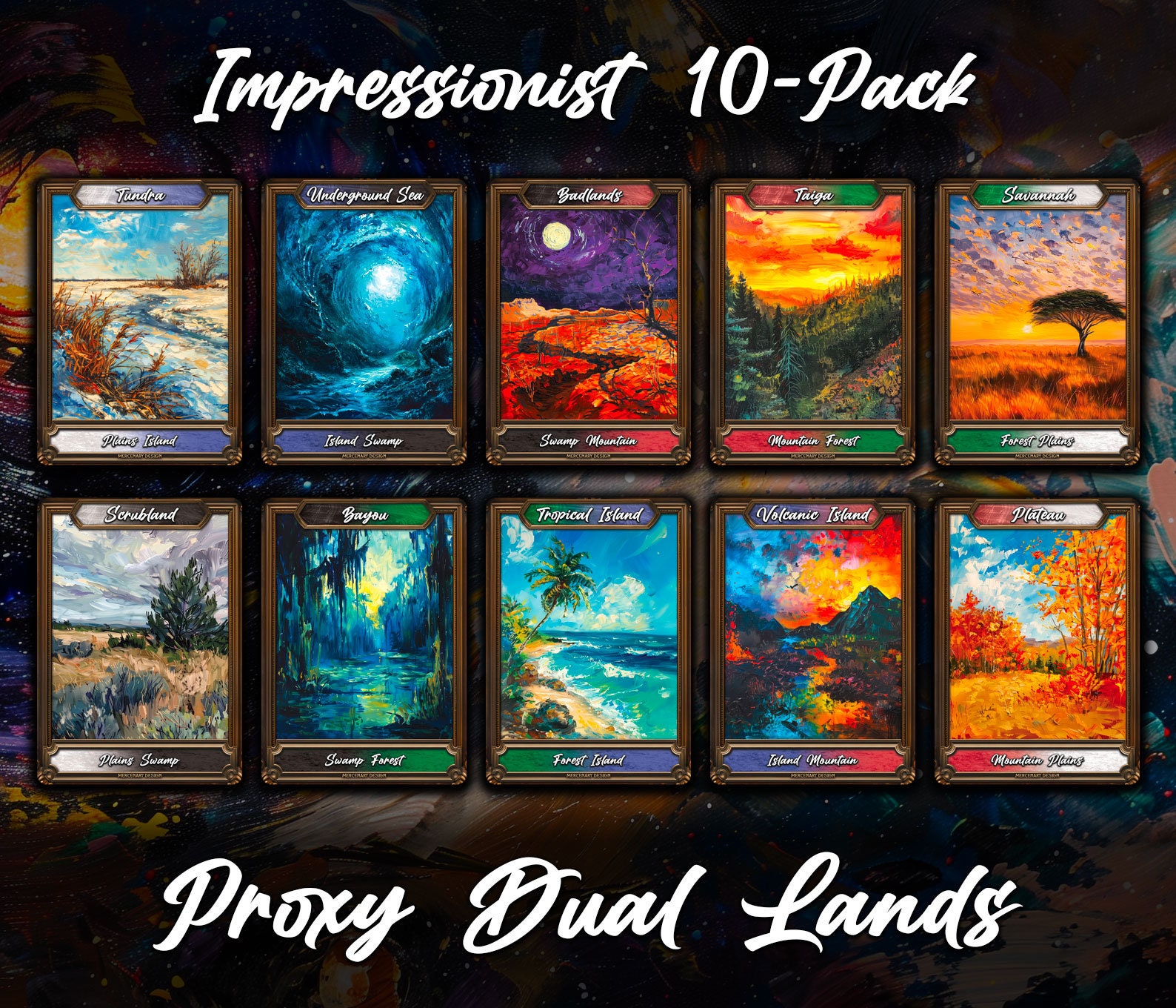 Impressionist Dual Lands - 10 Pack MTG Proxy Custom Cards