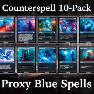 Contrahechizos de proxy - Paquete de 10 tarjetas de hechizos azules personalizadas MTG para Commander