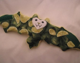 Limes on Yellow Faux Fur - Bat Coffee Cozy/Stuffed Animal/Cup Sleeve