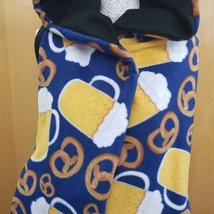 Here for the Beer Oktoberfest Pretzels and Beer Hooded Scarf with pockets image 1