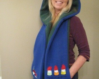 Gnomes and Mushrooms Hooded Scarf with pockets