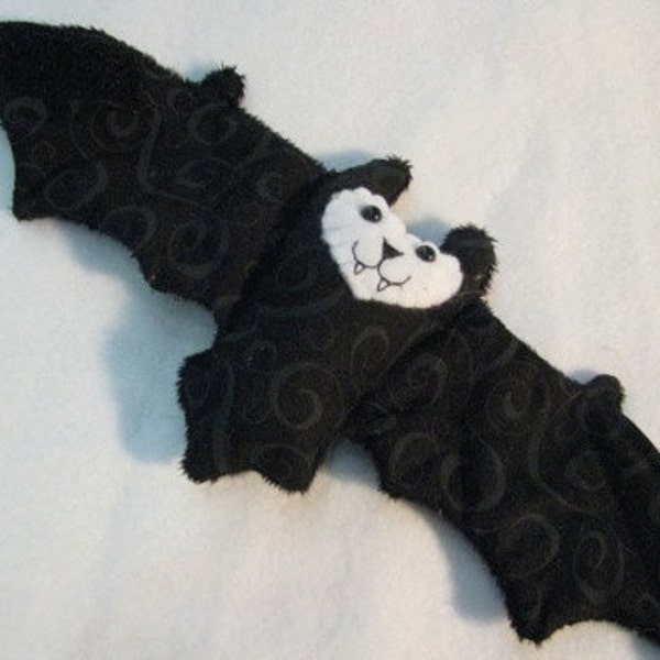 Black and Gray Swirl Bat Stuffed Animal, Coffee Cozy, Cup Sleeve