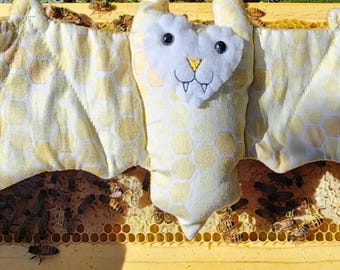 Honeycomb Bee Bat Stuffed Animal, Coffee Cozy, Cup Sleeve