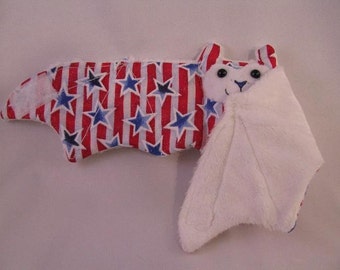 4th of July Bat Stuffed Animal\/Coffee Cozie\/Cup Sleeve - Stars and Stripes