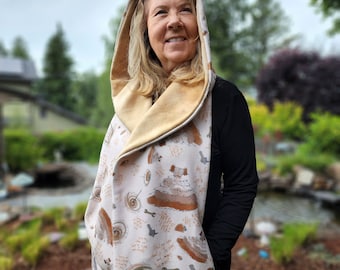 Hooded Scarf with Pockets - Kaylee Firefly Show Inspired Symbols