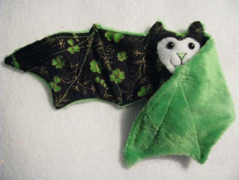 St Patricks Day Bat Stuffed Animal, Cup Cozie or Coffee Cup Sleeve image 1