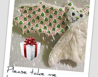 Mini Christmas Tree White Faux Fur Bat Cup Sleeve\/Cozie